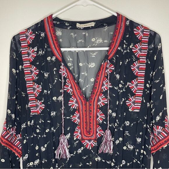 Ulla Johnson Gita Bohemian Silk Dress in Midnight Size 4 - Picture 5 of 8